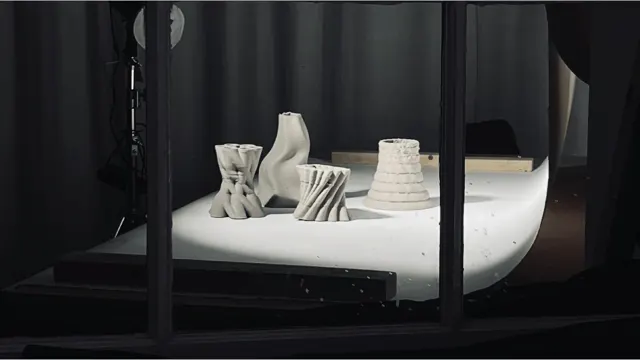 Physical models of semi-floating urban components displayed as an architectural study.